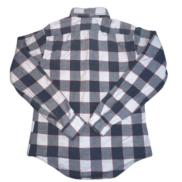 Vtg Brigade Shirt Mens Medium Button Front Collared Black White Plaid Cotton - Picture 2 of 10